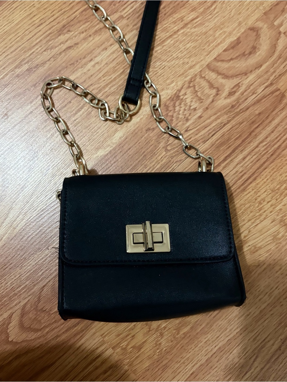 Forever 21 Black Crossbody Bag with Gold Hardware